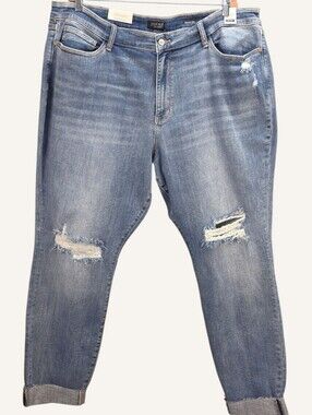 Judy Blue Samson Distressed Cuff Skinny Jeans 24W NWT Plus Size